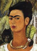 Frida Kahlo The Portrait of monkey and i oil